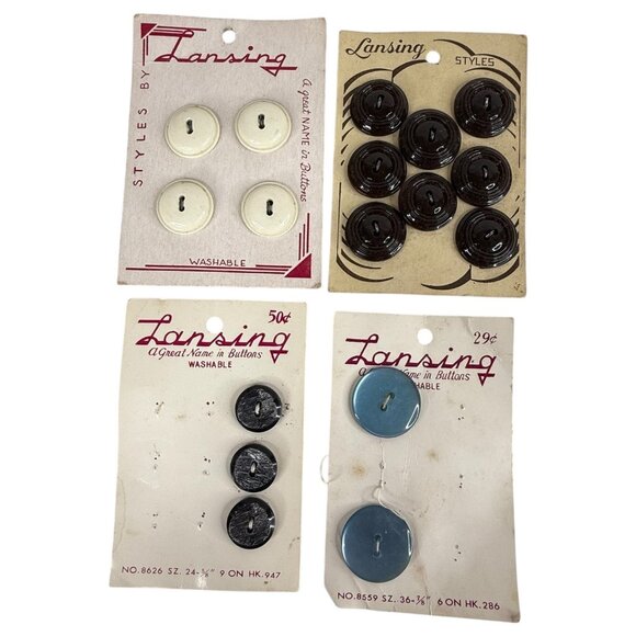 VTG Lansing Buttons Various Sizes & Colors 18 Cards Some Partial Some Complete - Picture 6 of 6